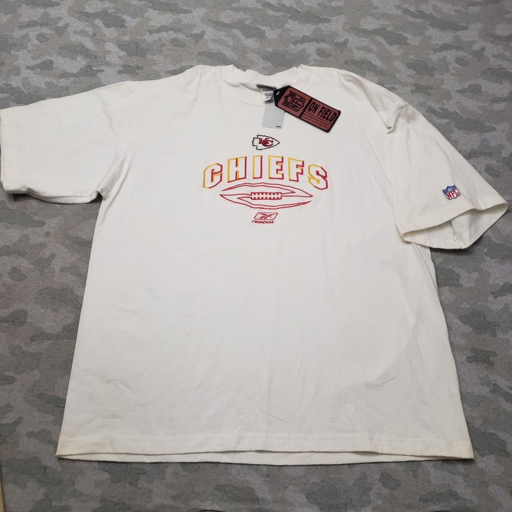 Vintage Kansas City Chiefs Shirt Mens 2XL White Reebok Embroidered NWT NFL